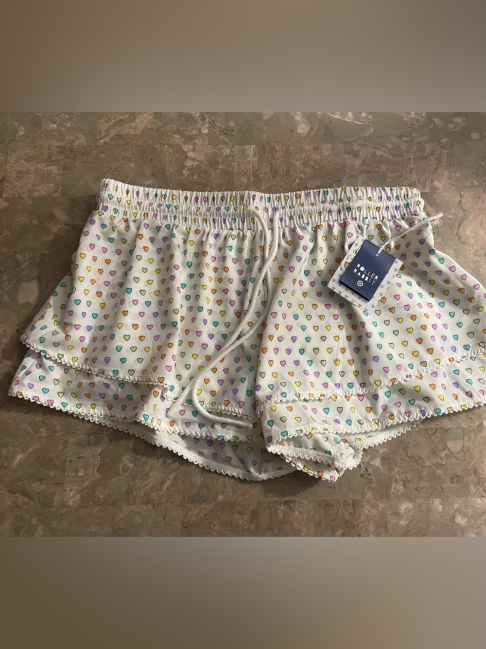 Roller Rabbit White Heart-Print Lounge Shorts